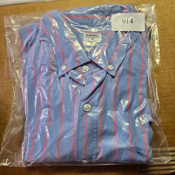 Bonobos Shirt Mens Medium Blue Pink Striped Long Sleeve Slim Fit Button Up - Picture 8 of 8
